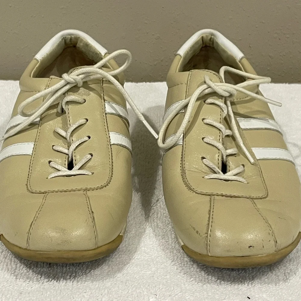 Anne Klein AK2 Women Tan Leather Lace Up Loafer Sneaker Driving Shoes SZ 7‎